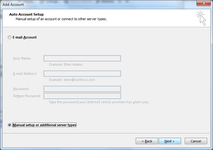 Manually configure server settings