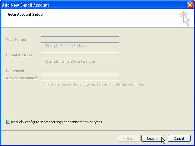 Manually configure server settings