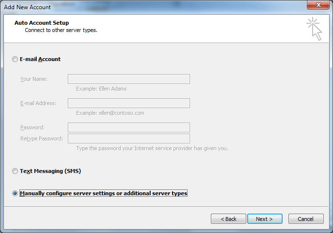 Manually configure server settings